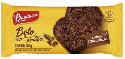 Bauducco Bolo Chocolate Recheado con Chocolate (Chocolate Cake) Package  Weighing 280g - Brasil